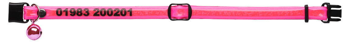 fluorescent pink personalised reflective cat collar