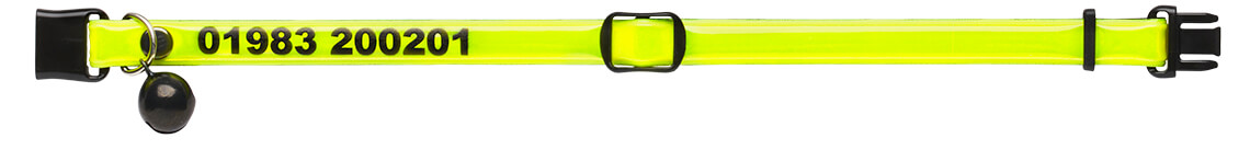 fluorescent yellow personalised reflective cat collar