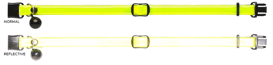 yellow in normal light and reflecting in headlights